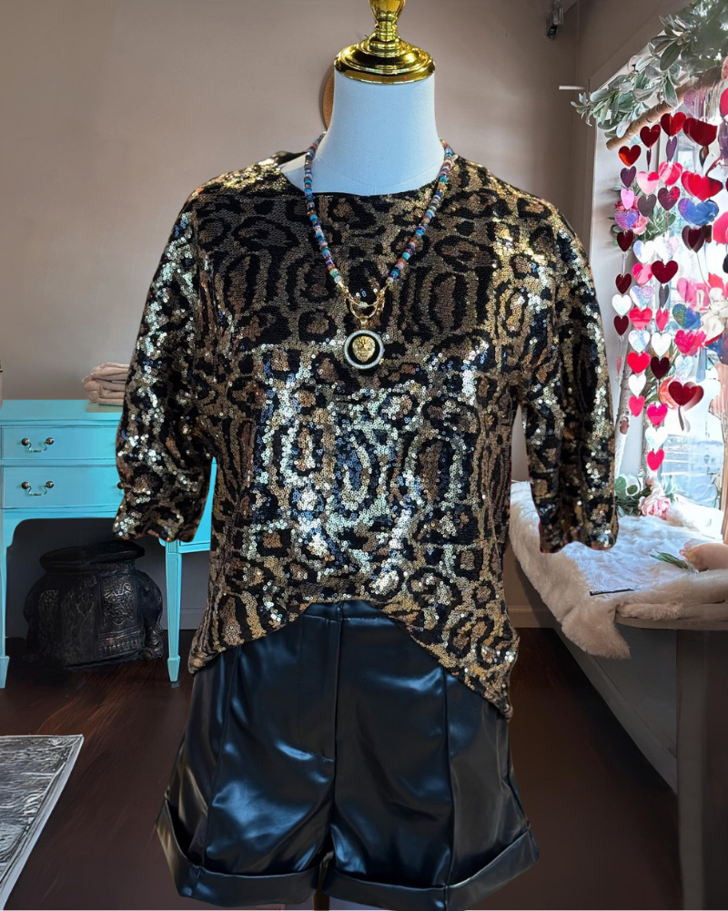 Sparkly Leopard Sequin Top