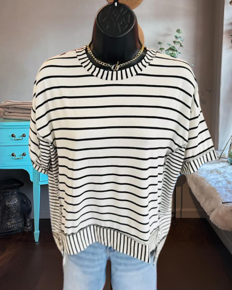 Trendy Striped Crew Neck T-Shirt