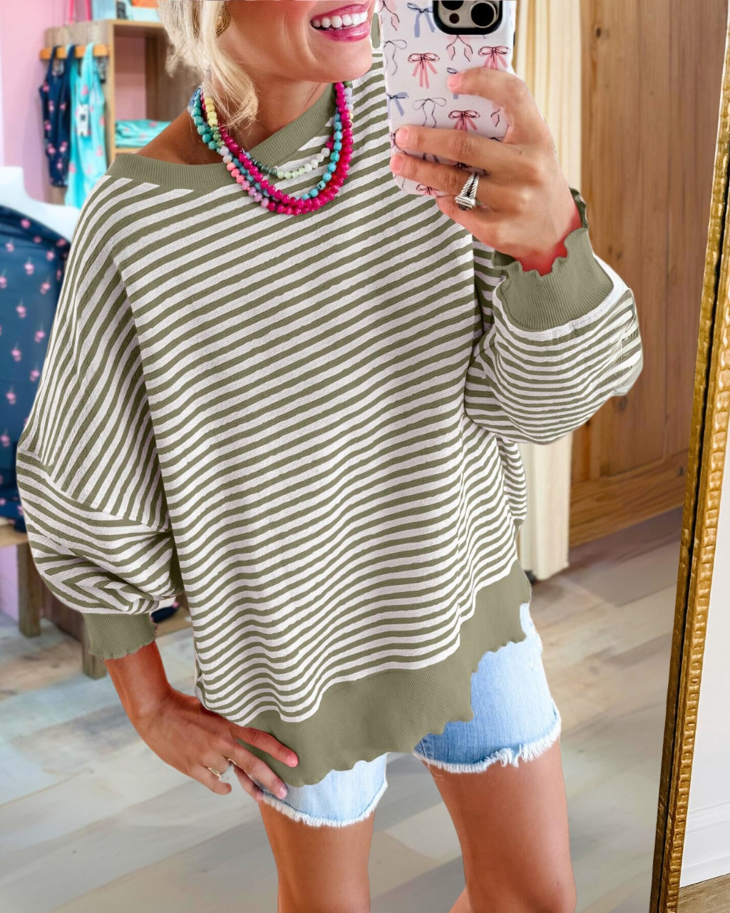 Cozy Striped Oversized Sweatshirt
