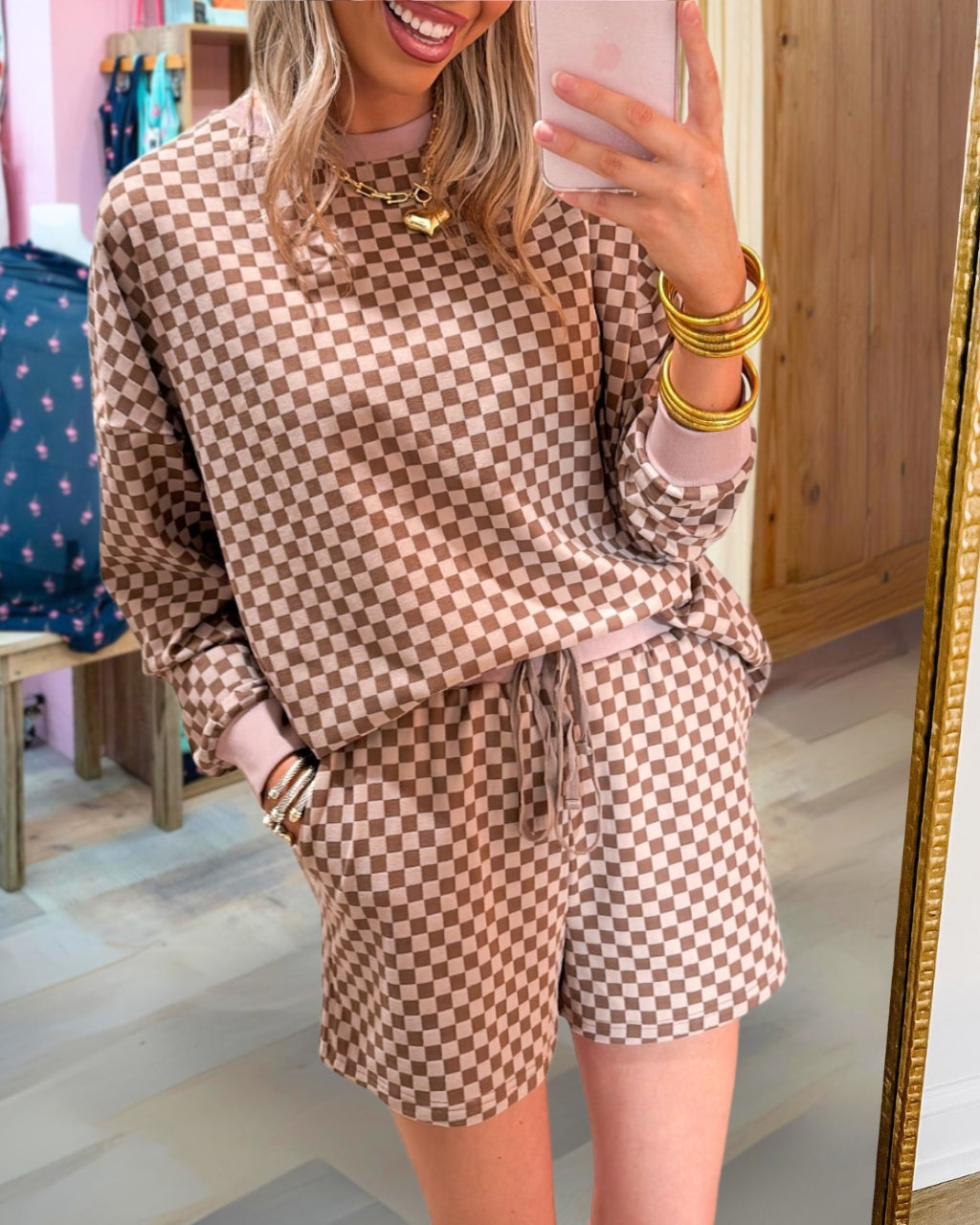 Checkerboard Pullover Set