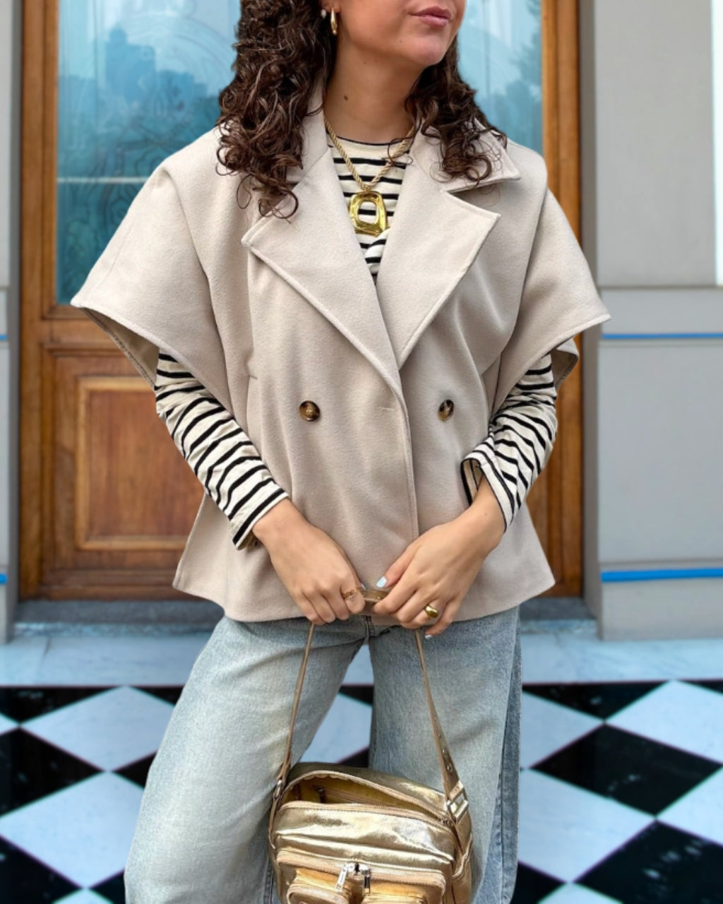 Trendy Woolen Cape Sleeve Jacket
