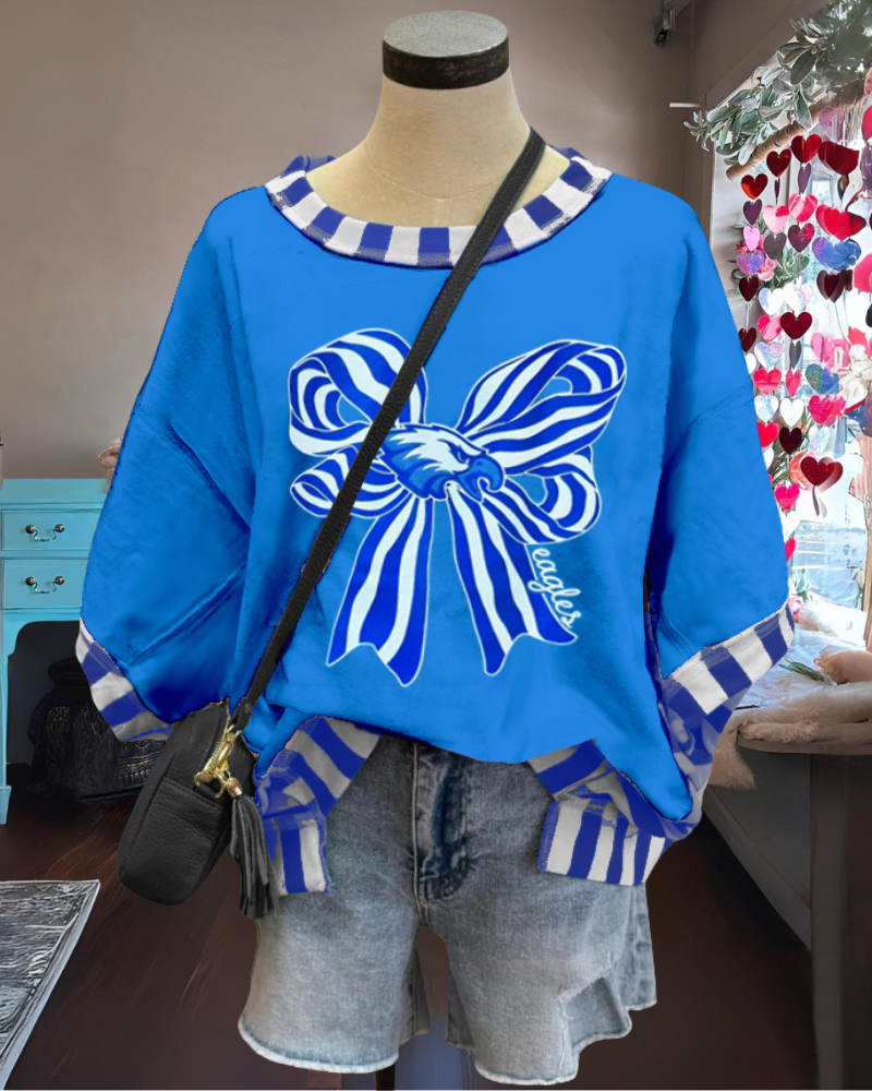 Eagles Bow Stripe Trim T-shirt