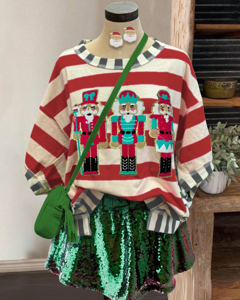 Nutcracker Embroidered Striped T-shirt