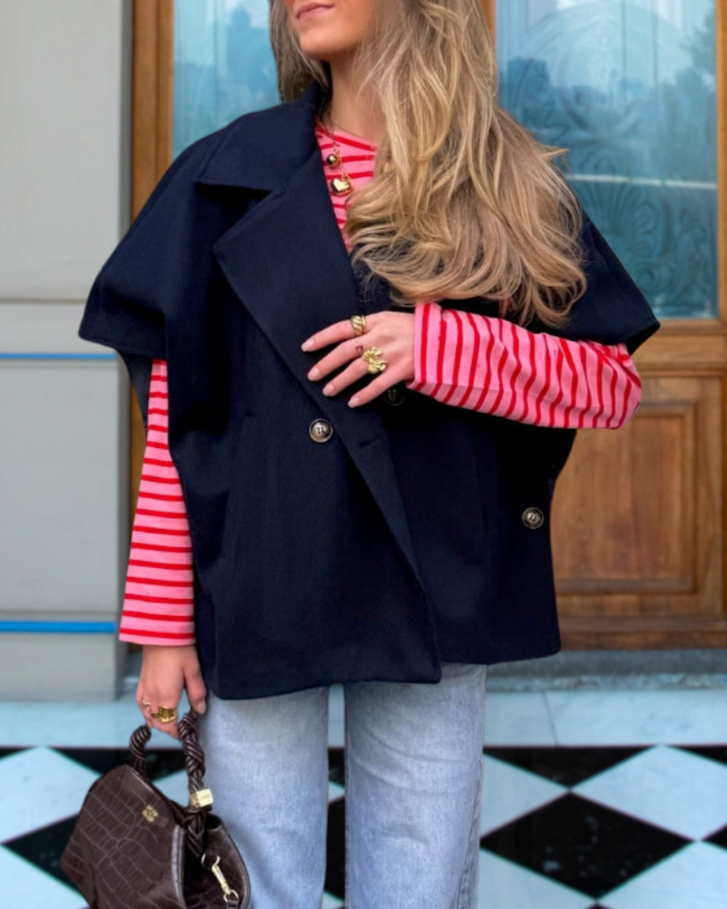 Trendy Woolen Cape Sleeve Jacket