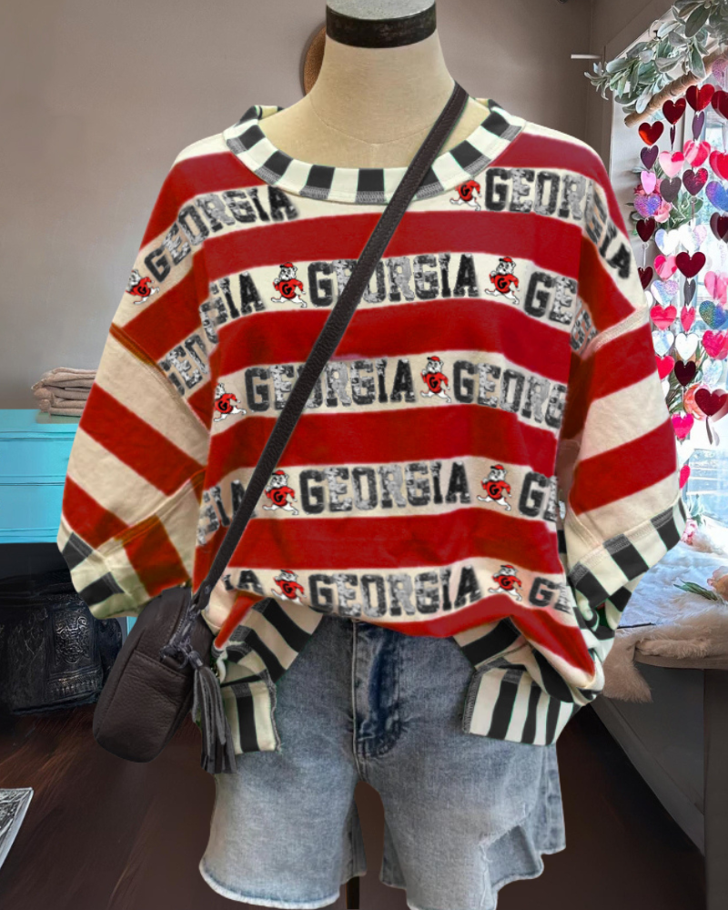 Georgia Mascot Colorblock Striped T-shirt