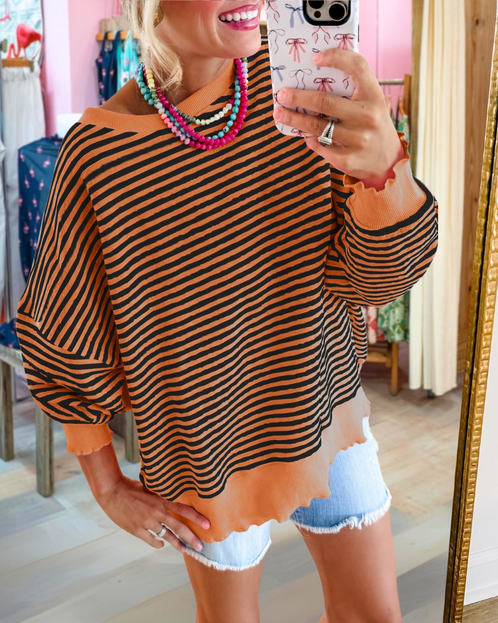 Cozy Striped Oversized Sweatshirt