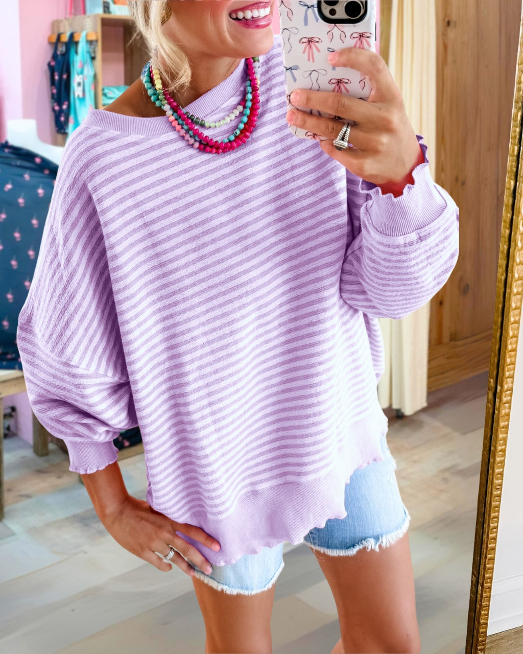 Cozy Striped Oversized Sweatshirt