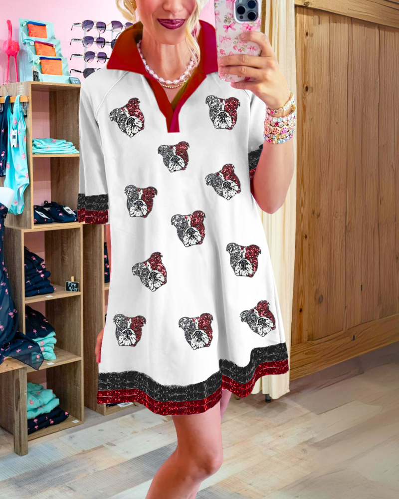 Bulldog Sequined Mini Dress