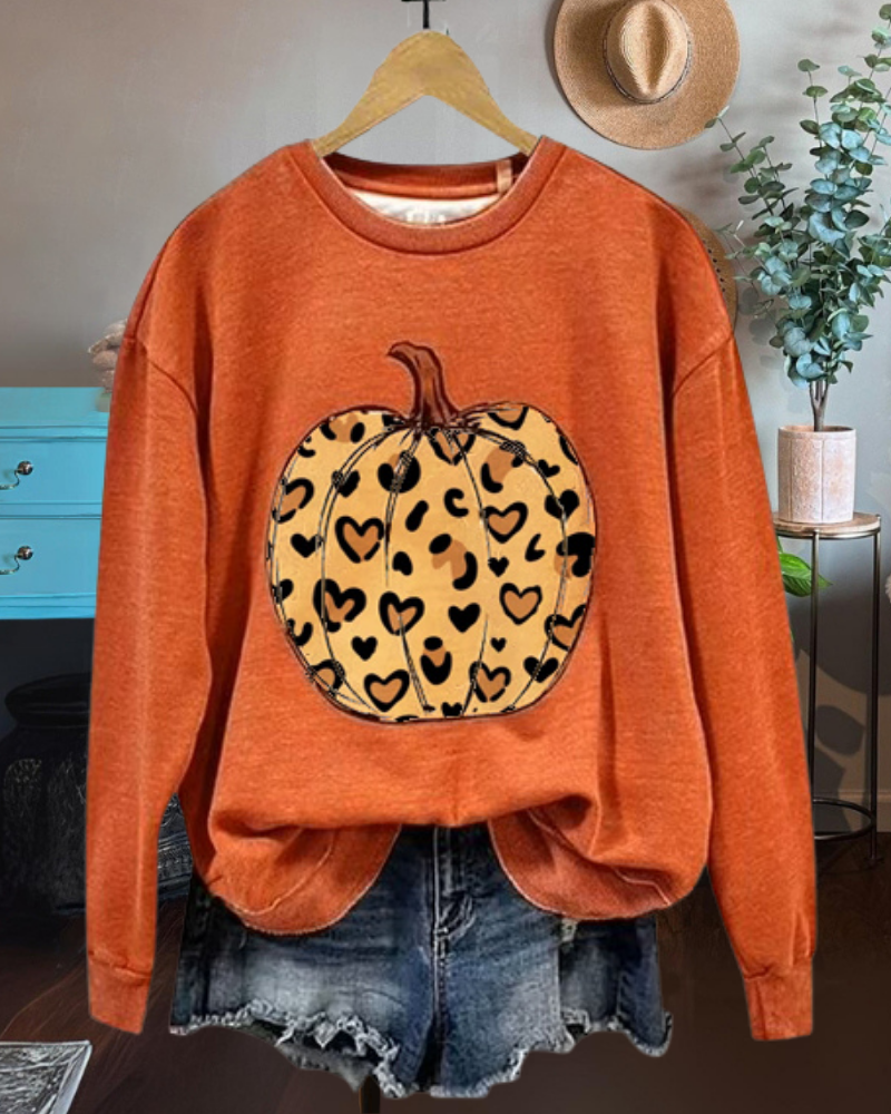 Leopard Pumpkin Crewneck Sweatshirt