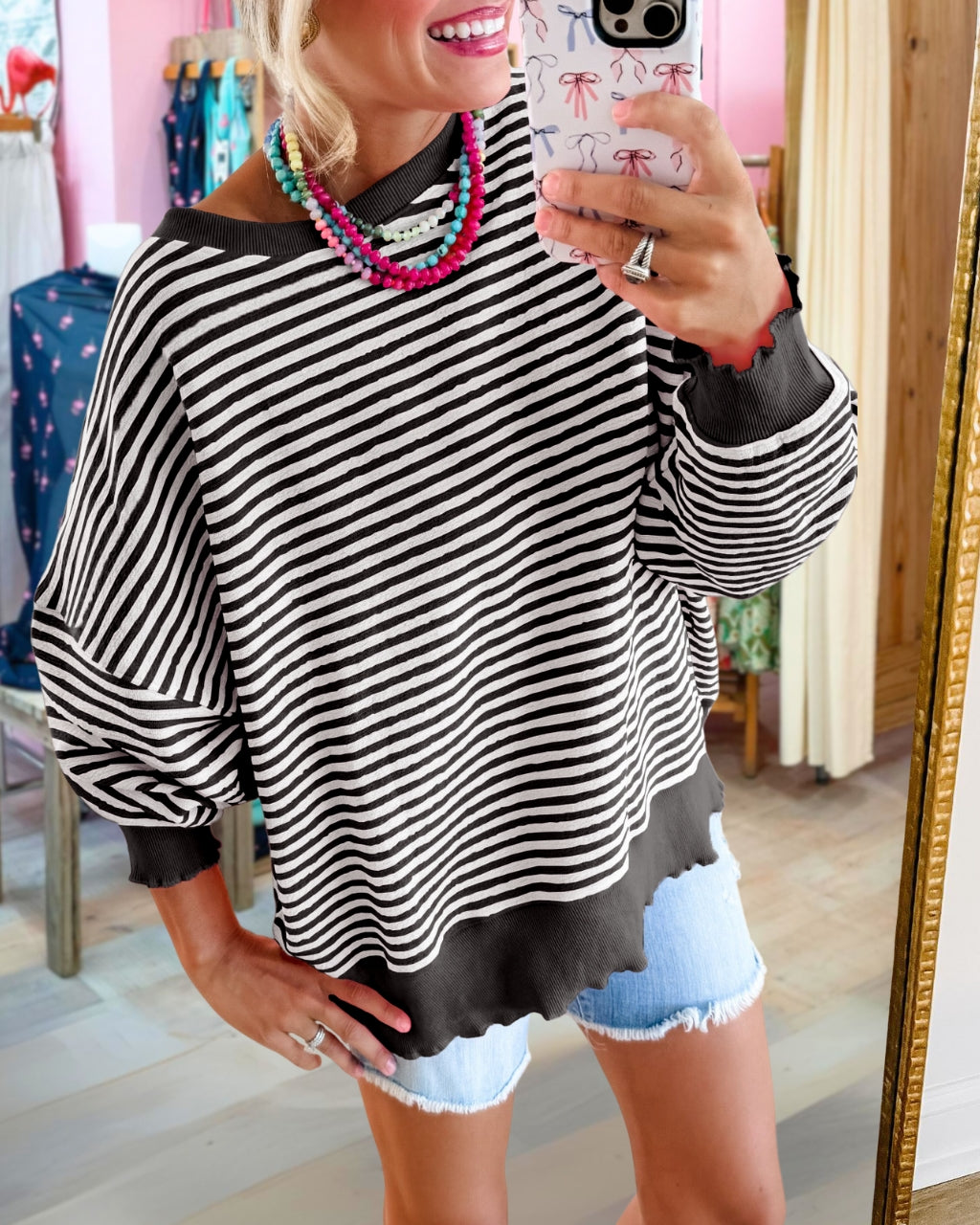 Cozy Striped Oversized Sweatshirt