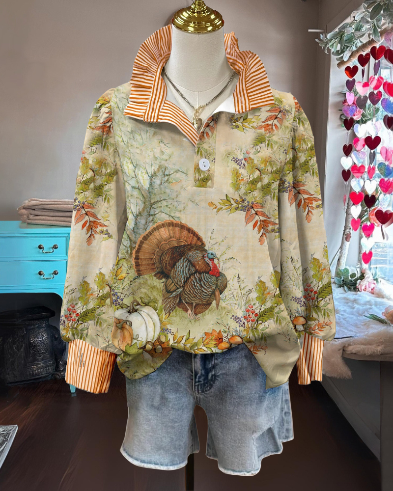 Vintage Thanksgiving Print Sweatshirt