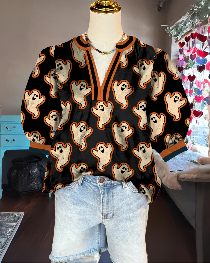 Ghost Stripe Trim Satin Top