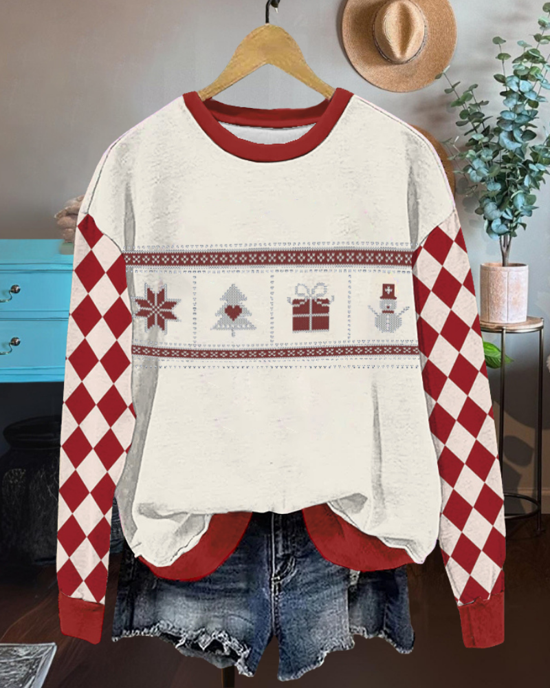 Retro Christmas Plaid Sweatshirt