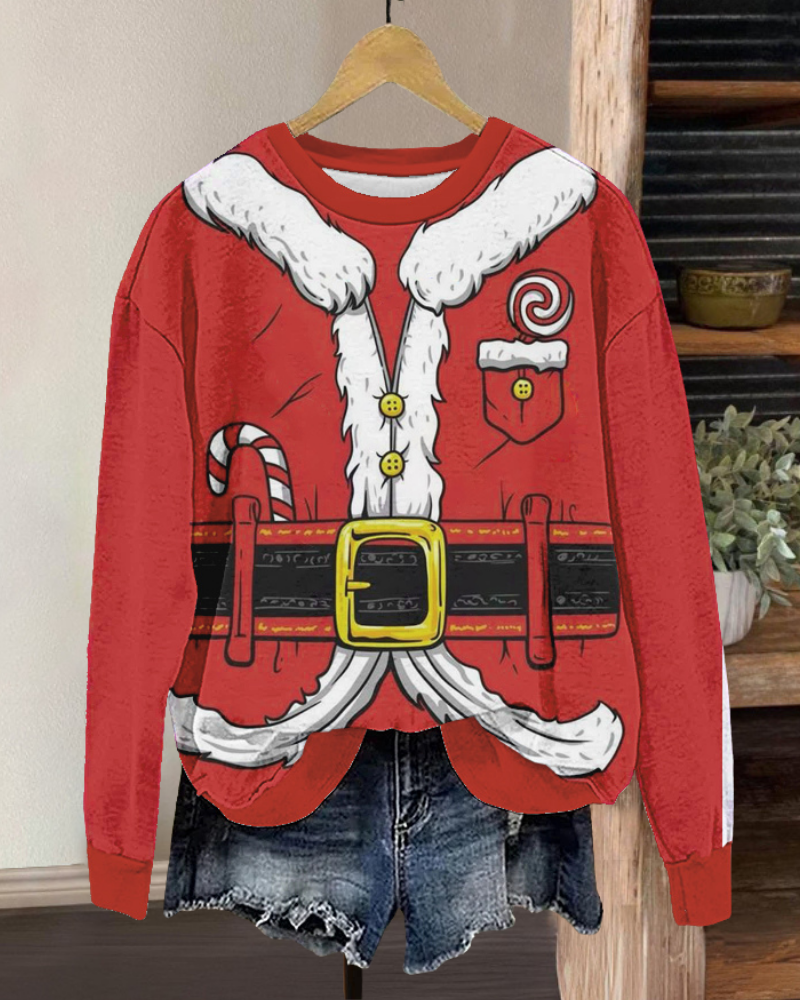 Santa Claus Costume Print Sweatshirt