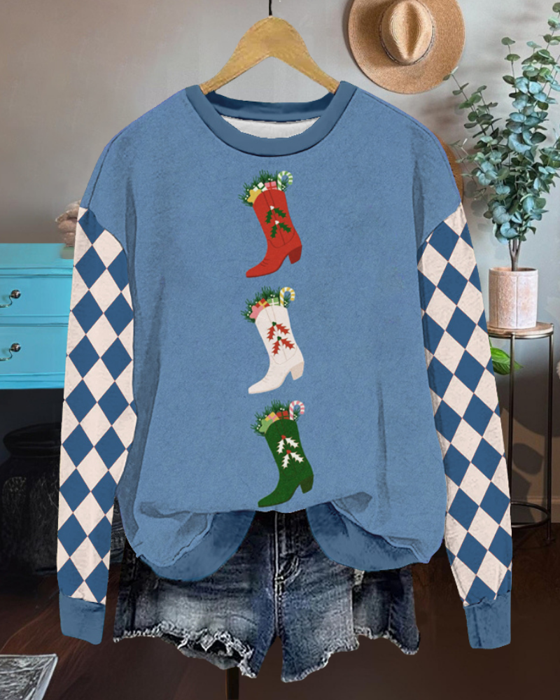 Christmas Themed Print Sweatshirt