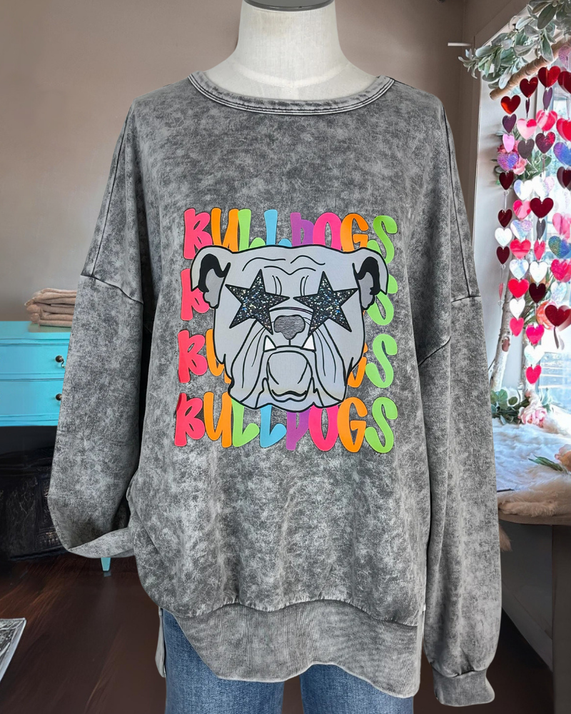 Bulldog Star Washed Sweatshirt