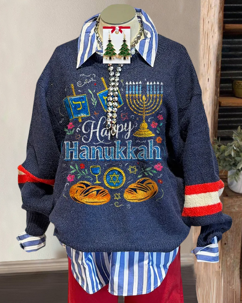 Hanukkah Knitted Crewneck Pullover