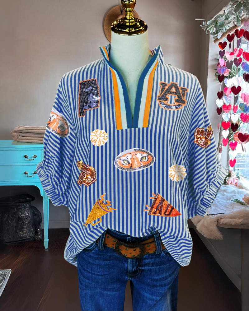 Auburn Tigers Sequin Stripe Top
