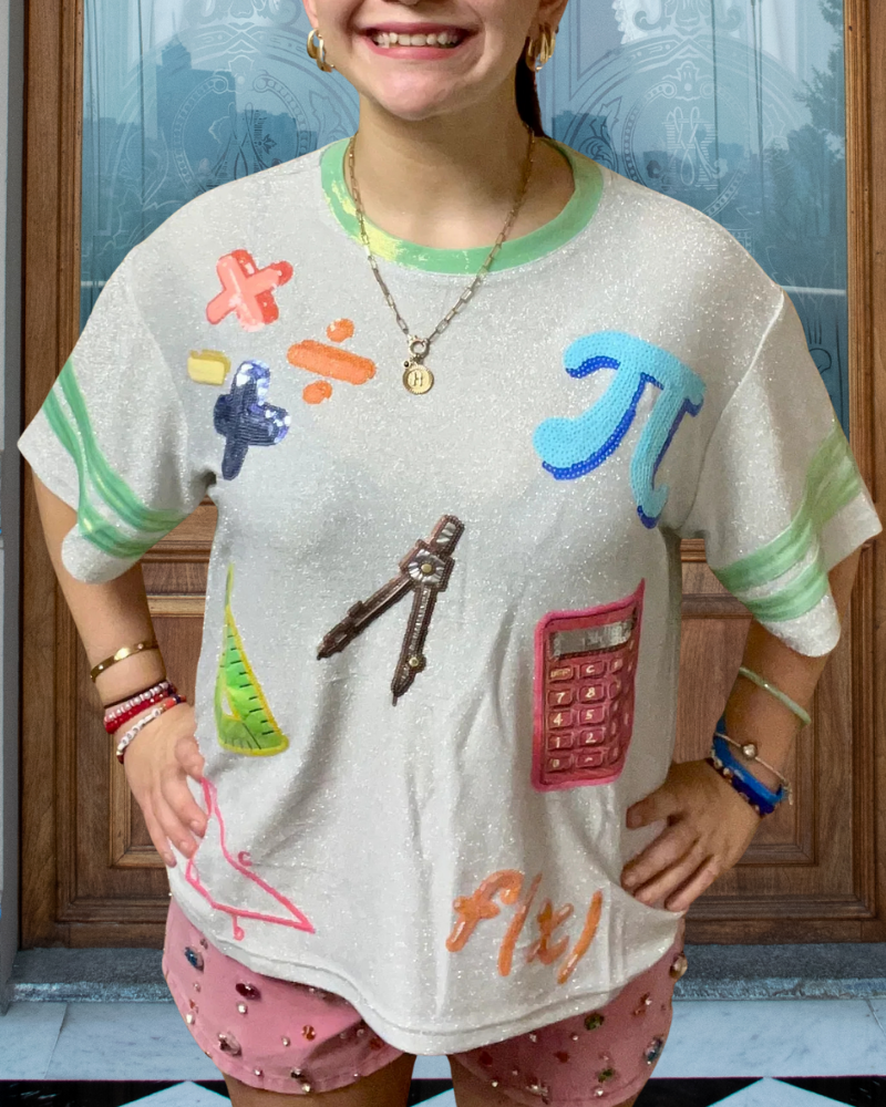 School Mixed Pattern Sequin T-shirt