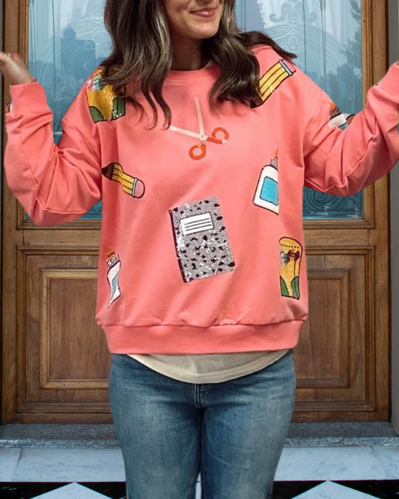 School Tools Sequined Sweatshirt
