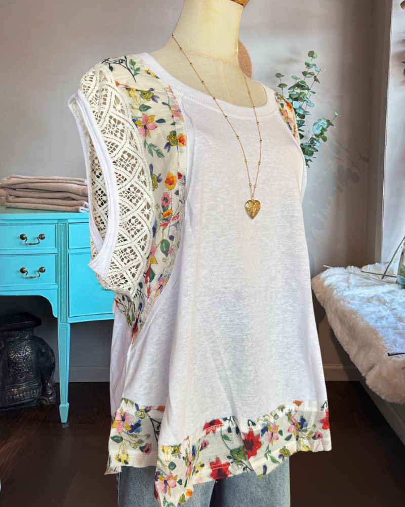 Floral Patchwork Sleeveless Top