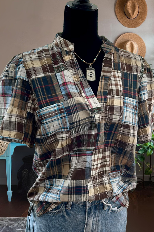 Classics Plaid V-Neck Top