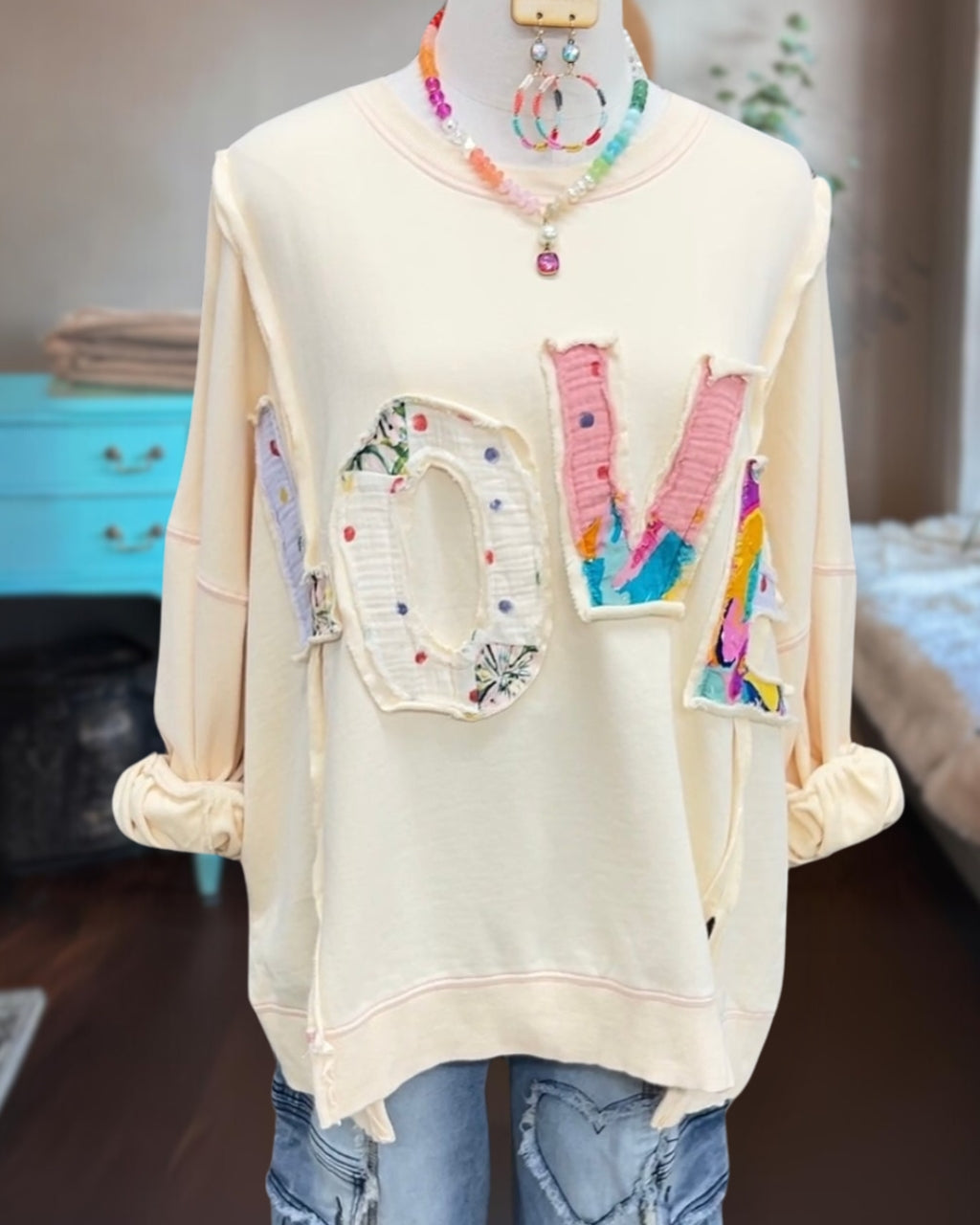 Colorful LOVE Patch Sweatshirt