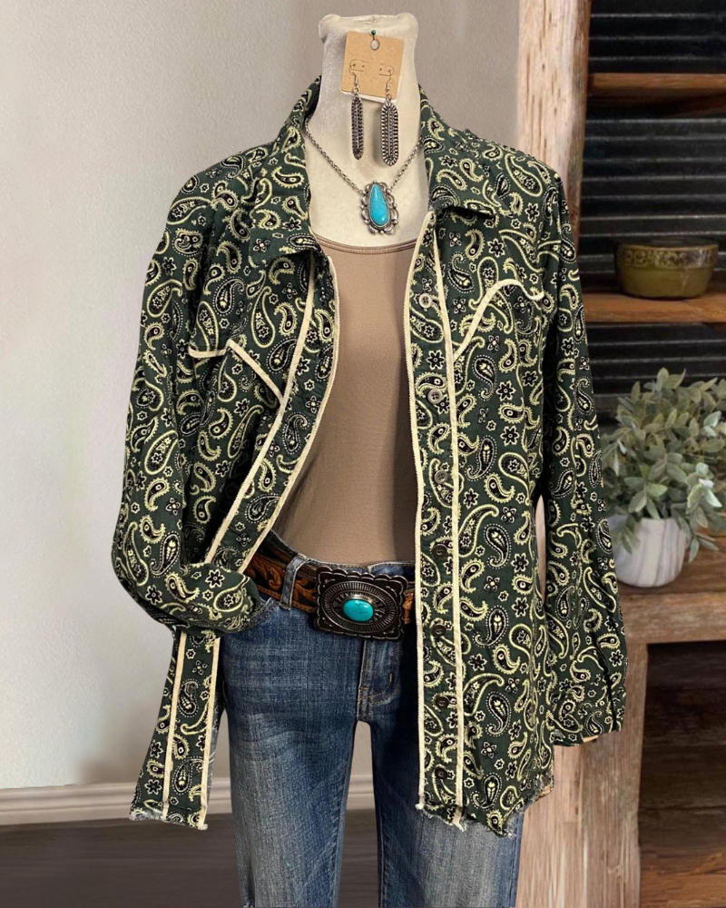Trendy Paisley Button-Down Jacket