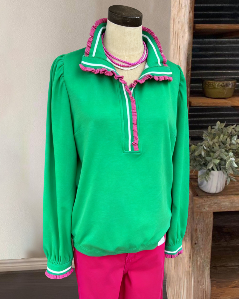 Vivid Ruffle V-Neck Top