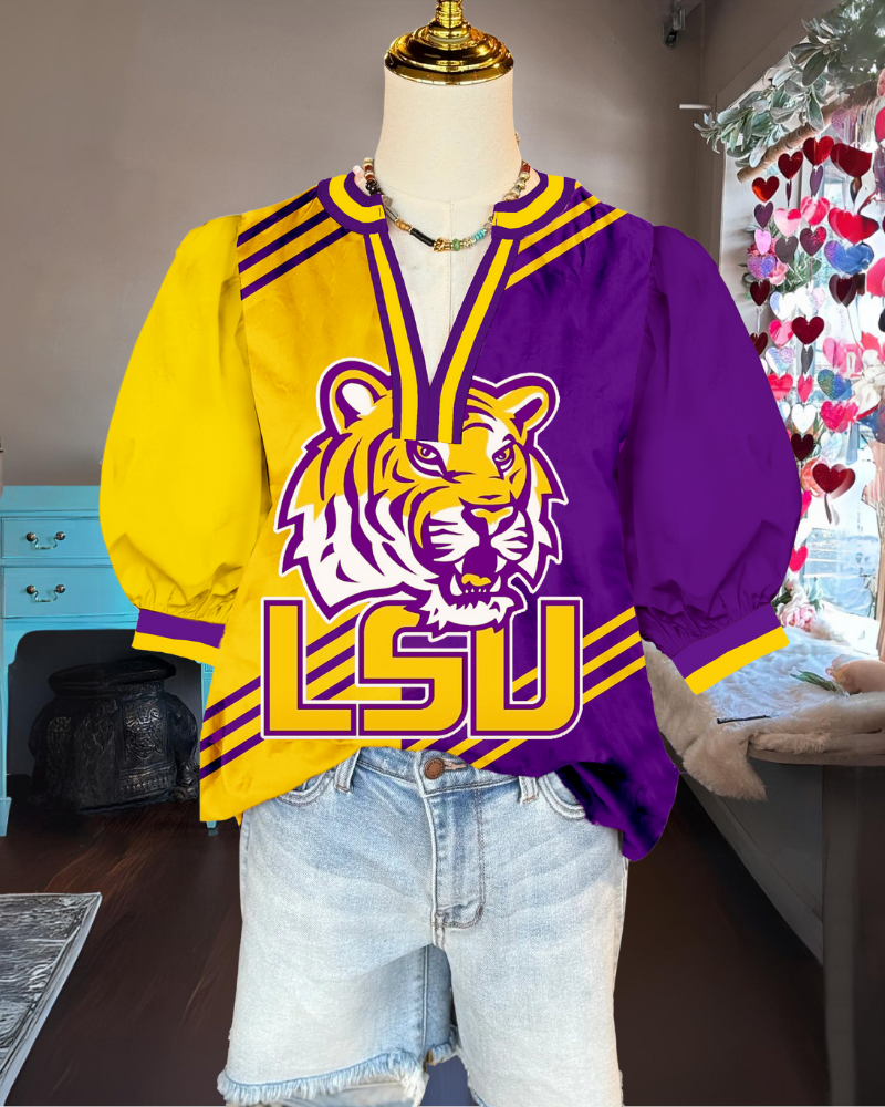 LSU Tigers Contrast Satin Top