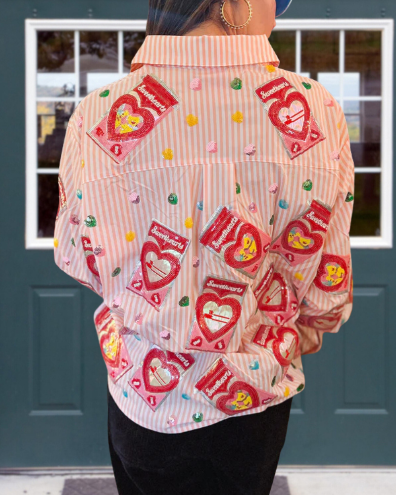 Heart Striped Button Shirt