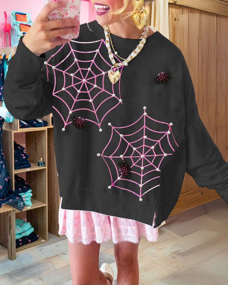Spider Web Print Sweatshirt