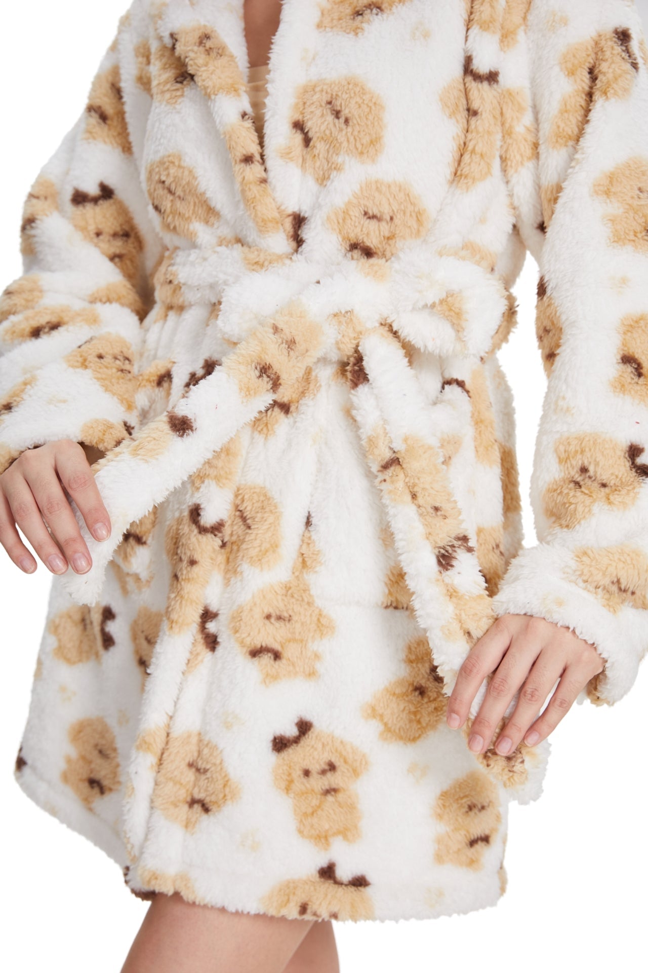 Plush Hooded Robe Puppy Pattern