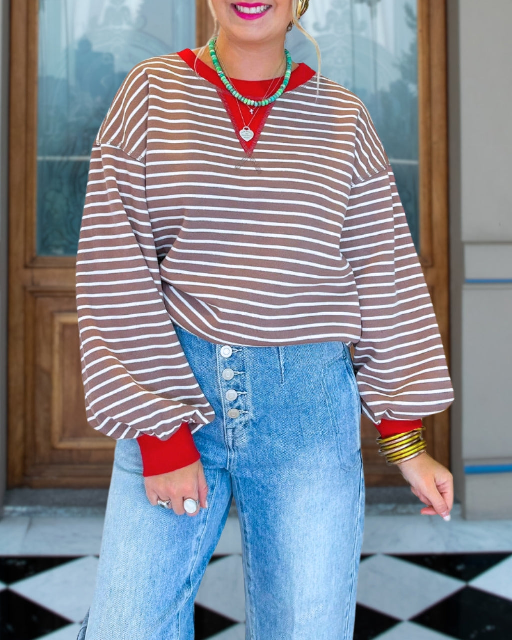 Cara Colorblock Striped Pullover