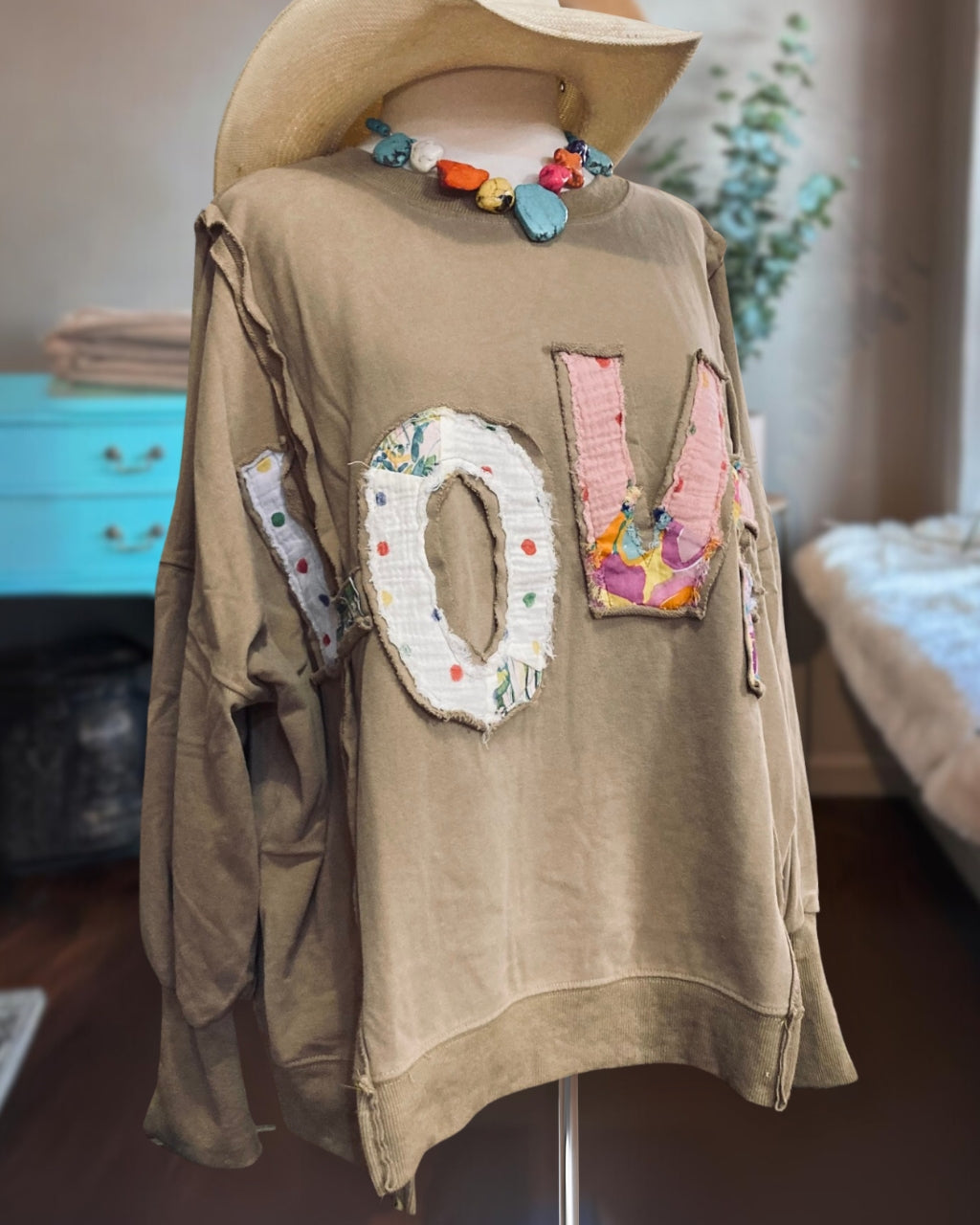 Colorful LOVE Patch Sweatshirt