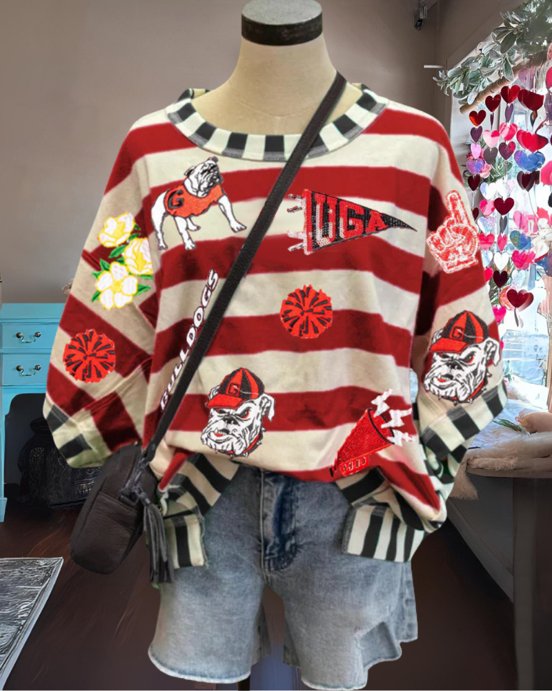 UGA Bulldogs Sequin Stripe T-Shirt