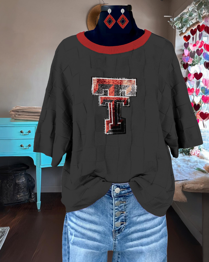 Stylish Glittery Letter T Tee