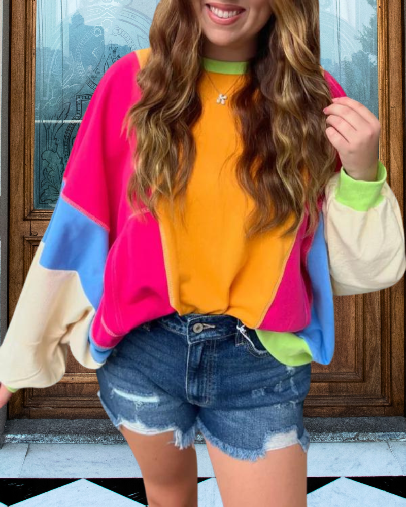 Colorblock Pullover Sweatshirt