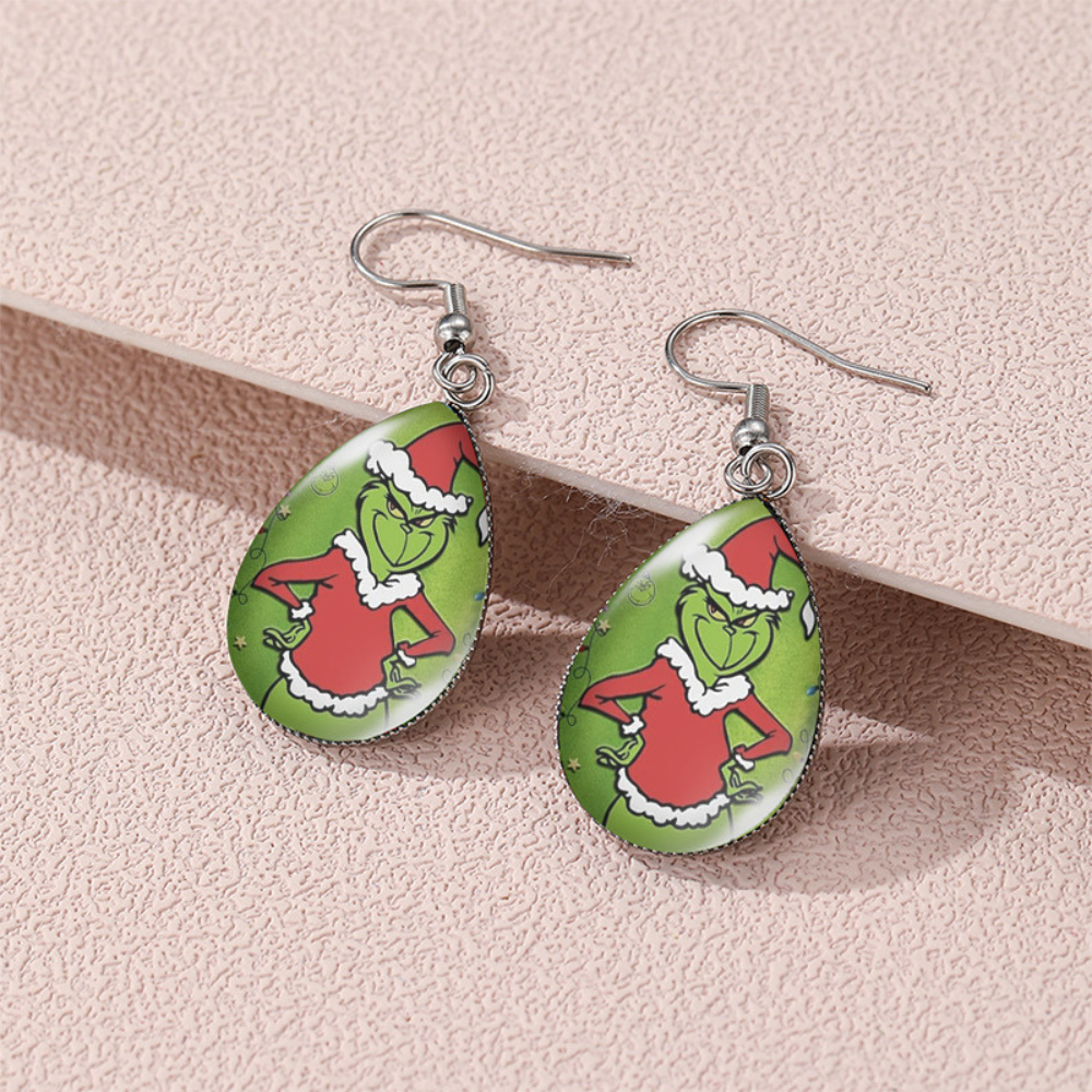 Christmas Grinch Teardrop Earrings