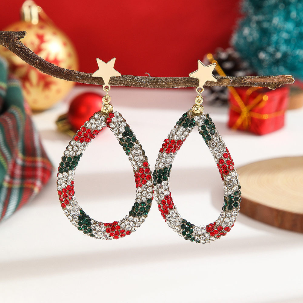 Christmas Diamond Teardrop Earrings