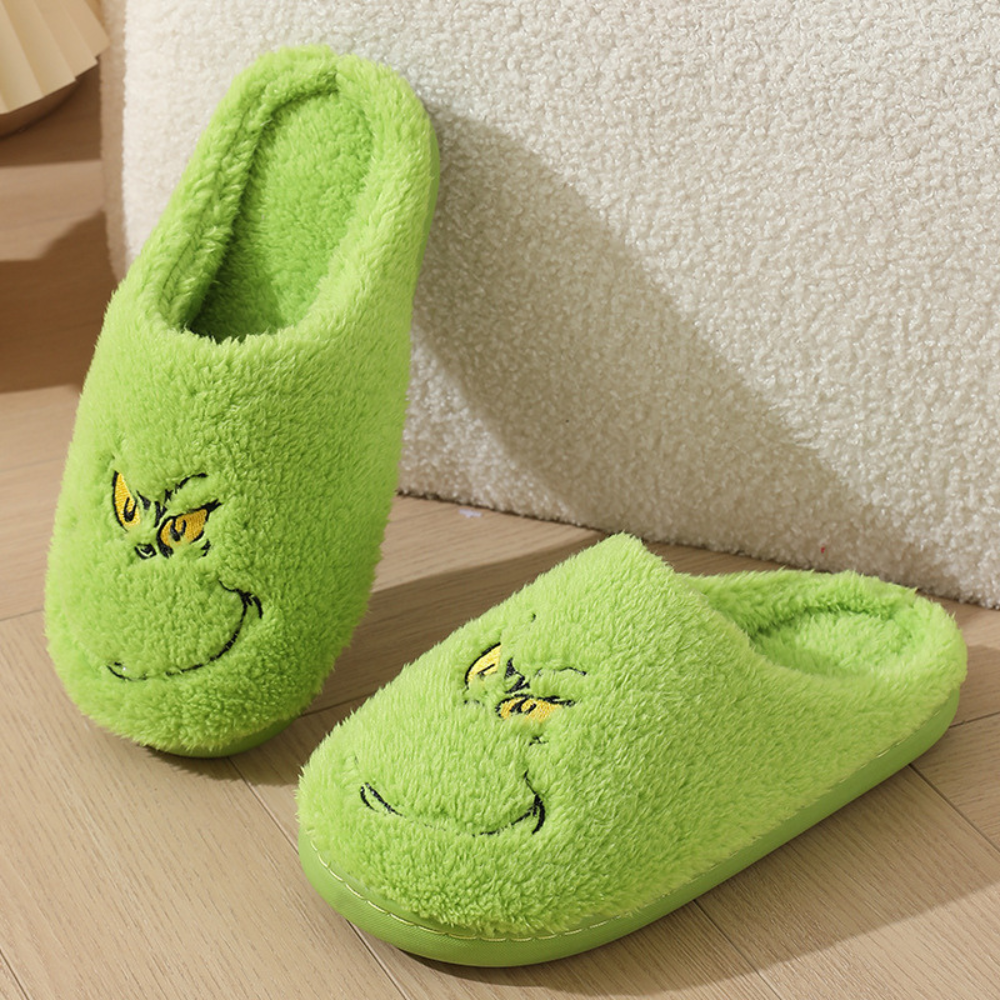 Christmas Grinch Plush Slippers
