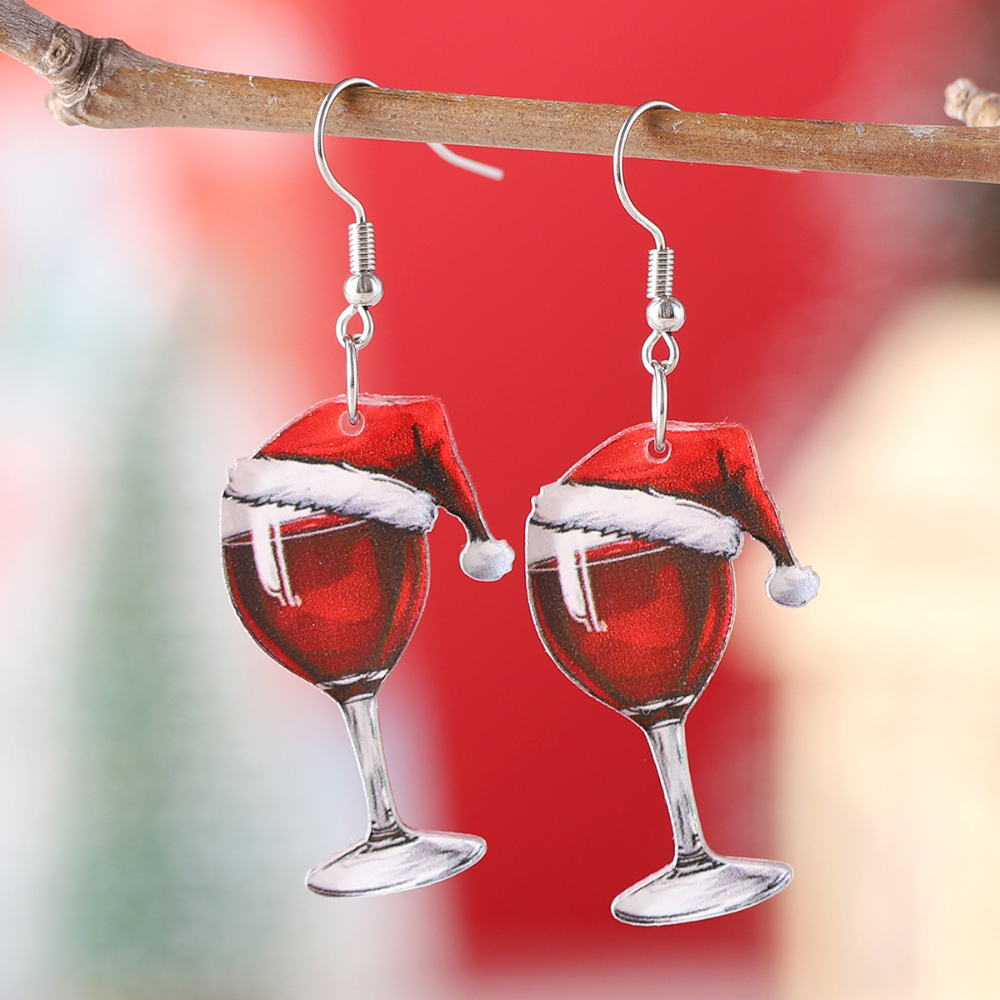 Christmas Wine Glass Earrings