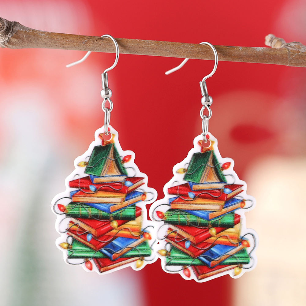 Christmas Tree Book Earrings