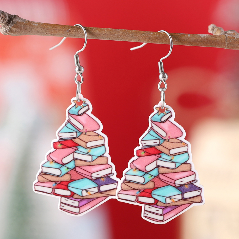 Christmas Tree Book Earrings