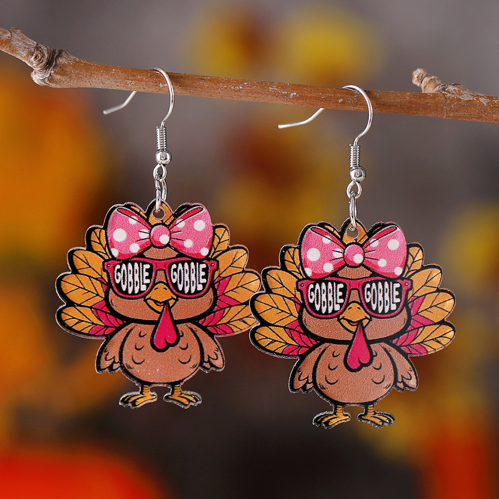Thanksgiving Cartoon Turkey Earrings