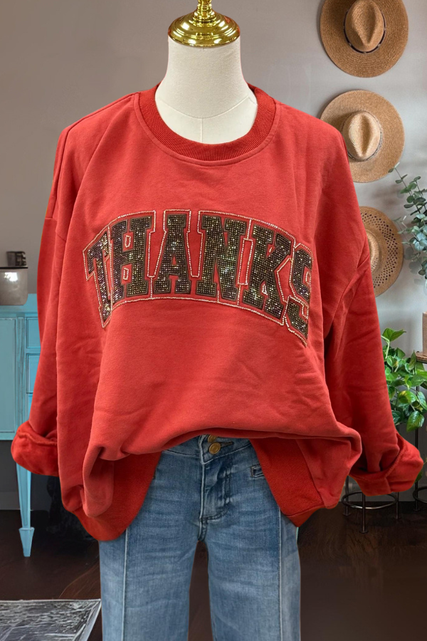 Sparkly Thanks Sequin Sweatshirt