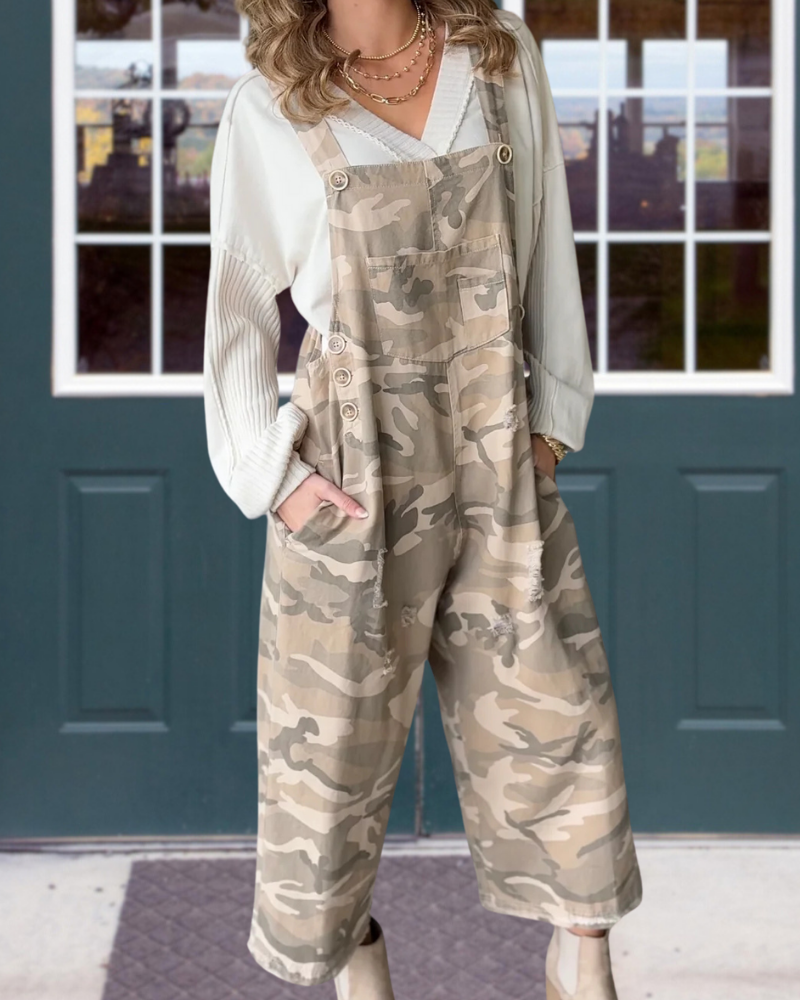 Casual Stylish Camouflage Overalls