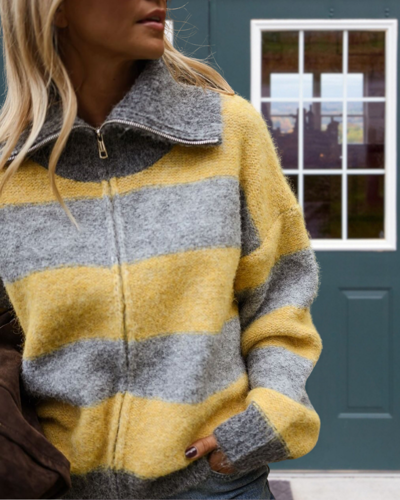 Colorblock Zipper Stand Collar Jacket