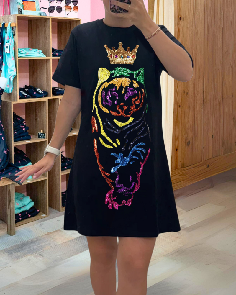 Sequin Tiger Crown Dress