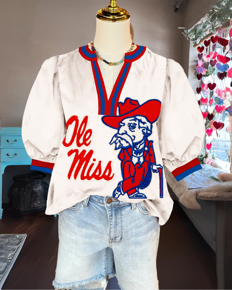 Ole Miss Colonel Reb Sequin Top
